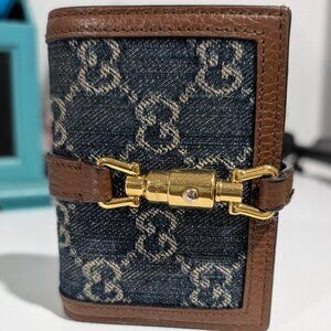 Gucci Interlocking GG Denim Card Case Jackie 1961 Wallet: OS